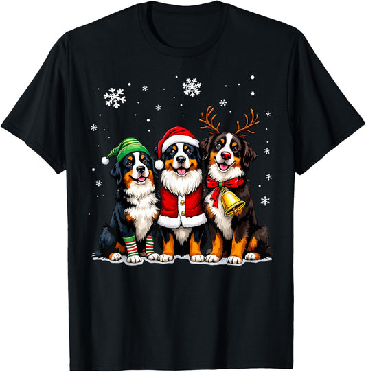 Bernese Mountain Dog Christmas Dogs Funny Santa Reindeer Elf T-Shirt