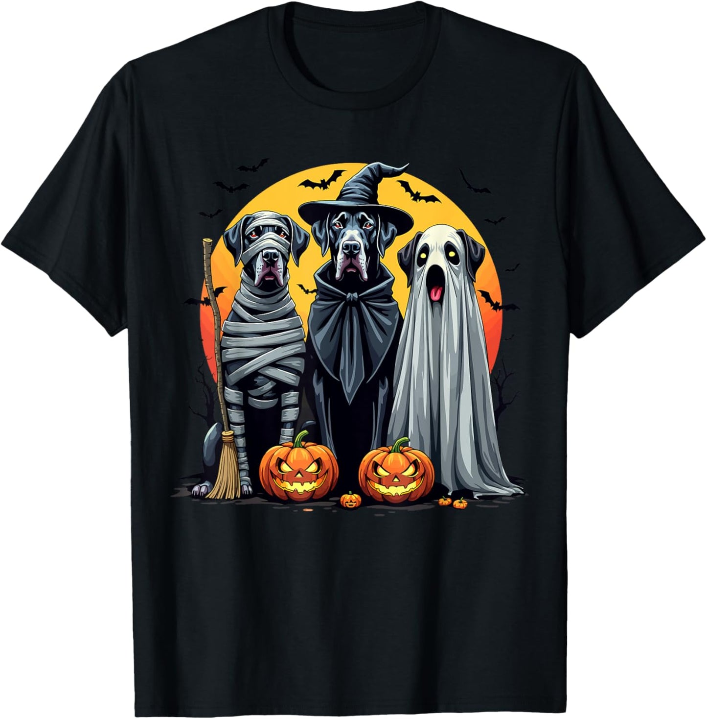 Great Dane Halloween Costume Mummy Witch Ghost Dog Lover T-Shirt
