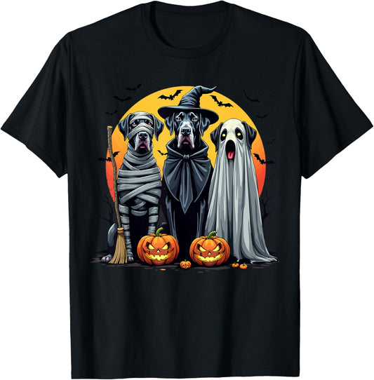 Great Dane Halloween Costume Mummy Witch Ghost Dog Lover T-Shirt