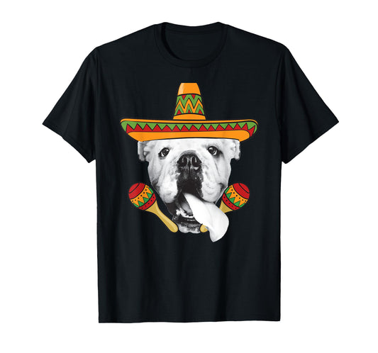 English Bulldog Cinco de Mayo T-Shirt Funny Dog Sombrero Tee T-Shirt for Men Women Girls Kids