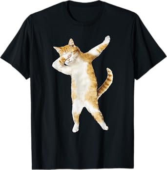 Dabbing Cat Kitten Funny Dab Tee Cool Dance Kitty Art T-Shirt for Men Women Girls Kids