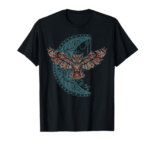 Native American Moon Dreamcatcher Owl Tribal Illustration T-Shirt