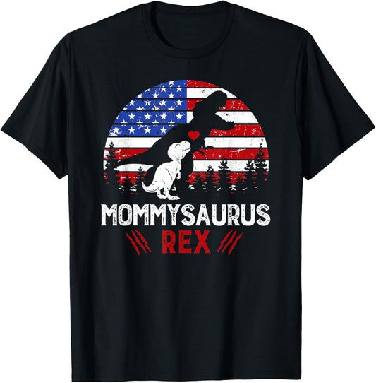 Mommysaurus Rex 4th Of July Gifts Dinosaur Us Flag Women Men T-Shirt