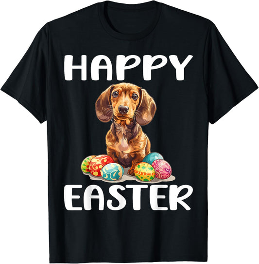 Dachshund Doxie Dog Breed Happy Easter Men Women Kids T-Shirt