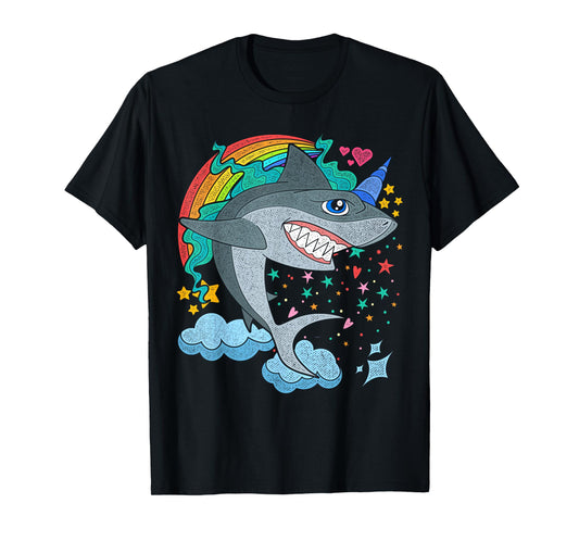 Cute Rainbow Fantasy Ocean Animal Sharkicorn Shark Unicorn T-Shirt