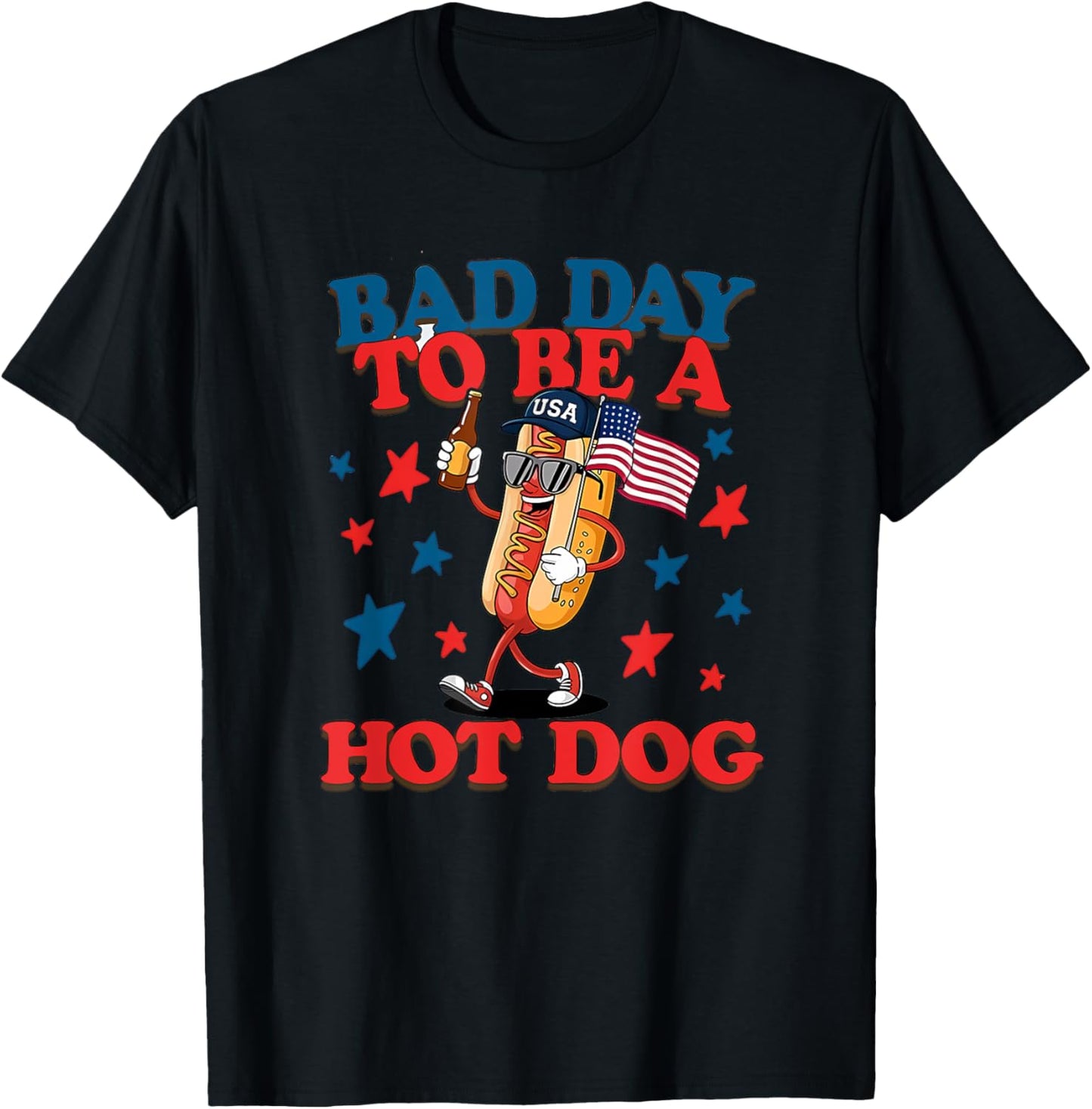 Retro Funny Its a Bad Day To Be A Wiener Hot Dog 4th Of July T-Shirt