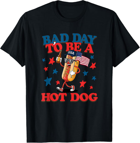 Retro Funny Its a Bad Day To Be A Wiener Hot Dog 4th Of July T-Shirt