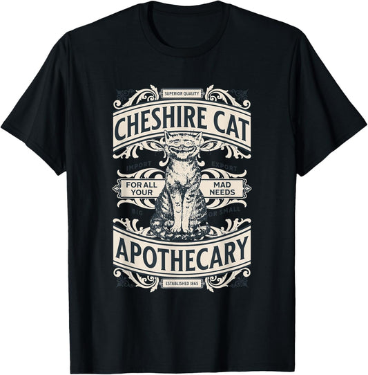 Cheshire Cat - Alice in Wonderland Vintage Book Design T-Shirt