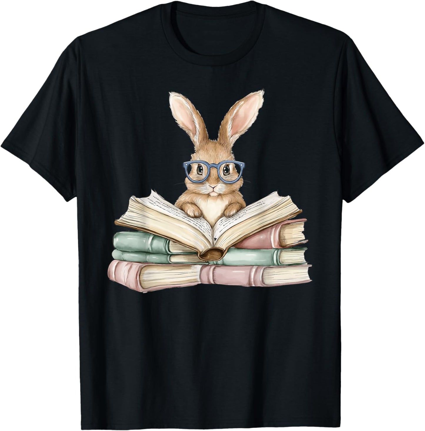 Cute Reading Bunny Glasses Books Bookworm Reader Teacher T-Shirt