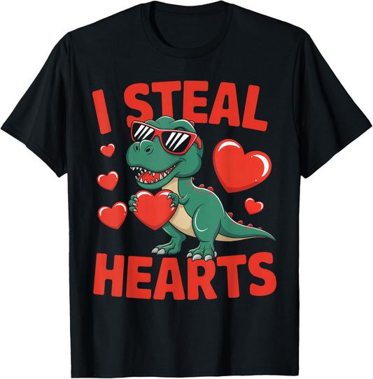 Funny Dinosaur Valentine Design with Hearts T-Shirt