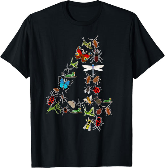 Types Of Insects Bug 4th Birthday Boy Kids Born In 2020 T-Shirt