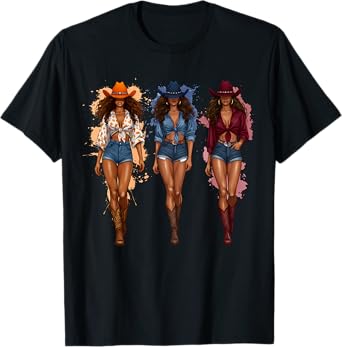 Howdy Country Cowgirl Vibes Black Girl Western Gifts T-Shirt