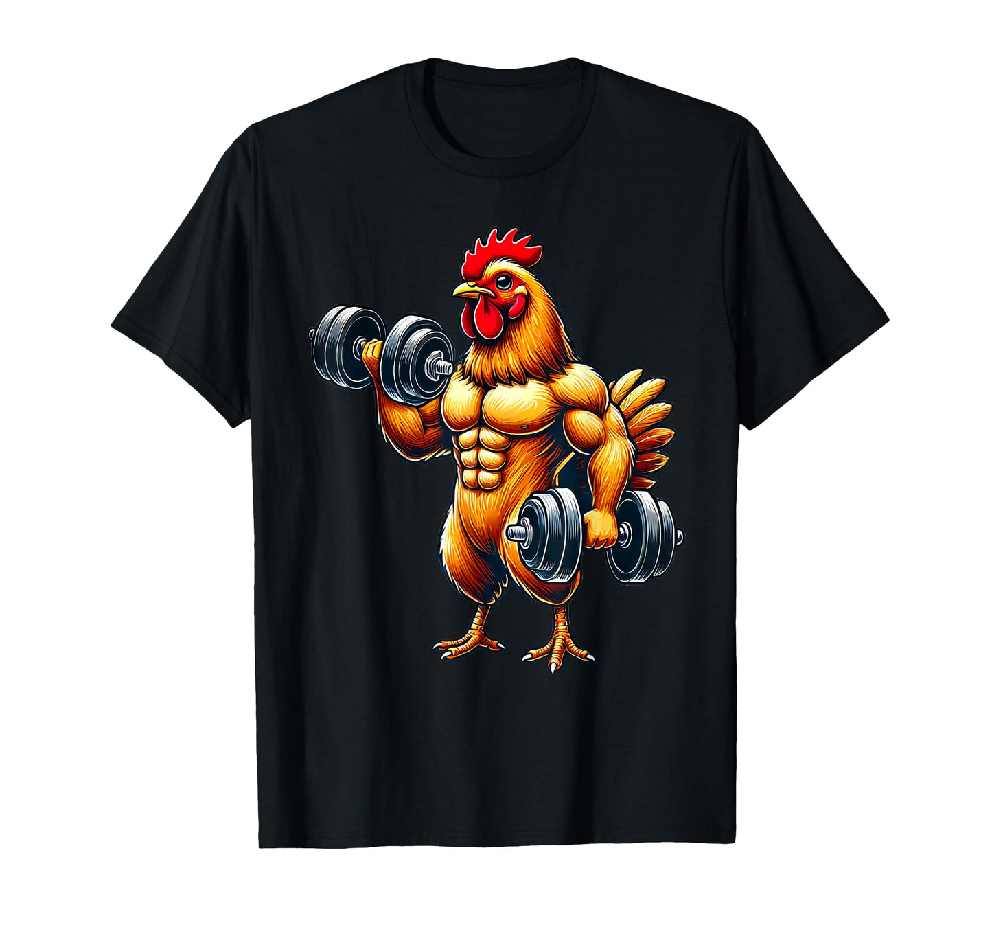 Chicken Powerlifting Weightlifting Gym Apparel Unisex-Adults & Kids T-Shirt Black Small Classic Fit Modern Humorous Animal-Themed T-Shirt