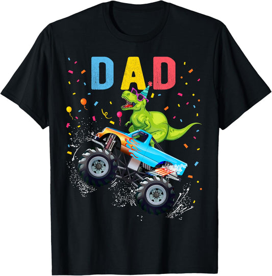 Dad T Rex Dinosaur Monster truck Birthday Family Matching T-Shirt