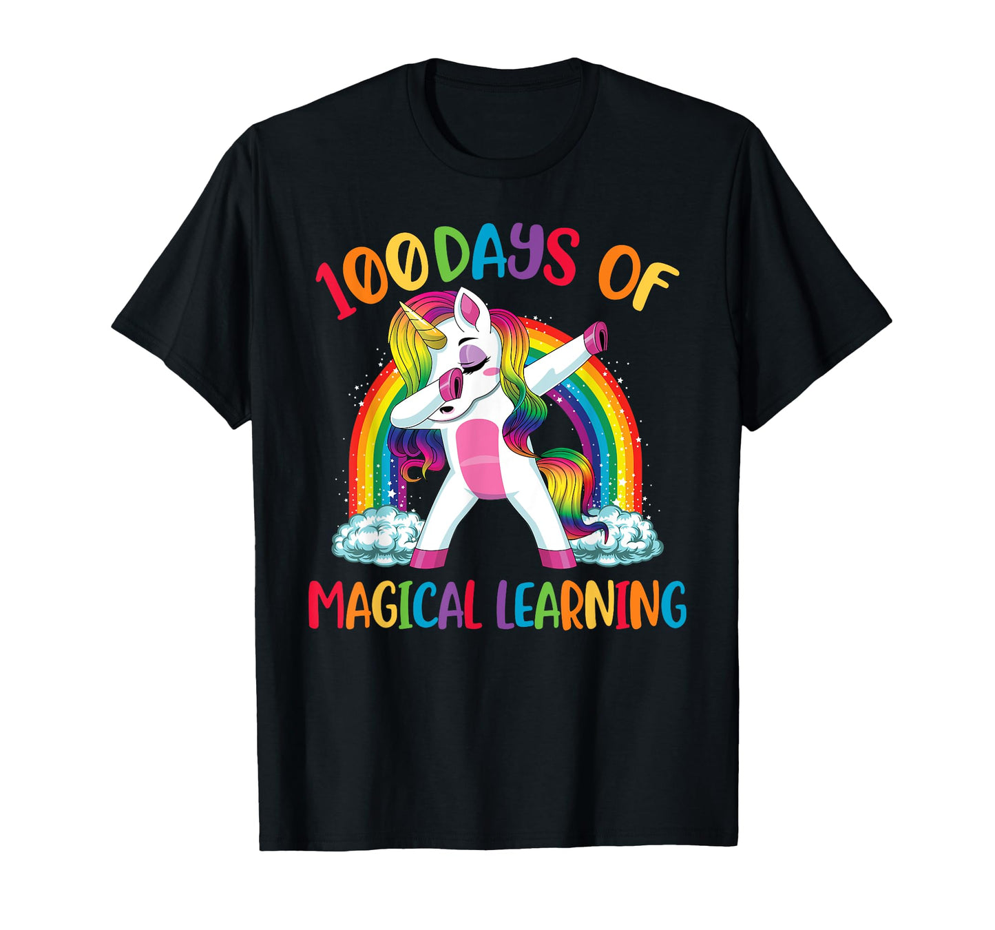 100 Days Of Magical Learning Dabbing Unicorn Girls Kids T-Shirt