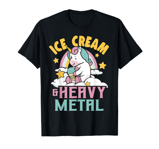 Ice Cream & Heavy Metal Unicorn Metal Rainbow Death Metal Men Women Kids T-Shirt
