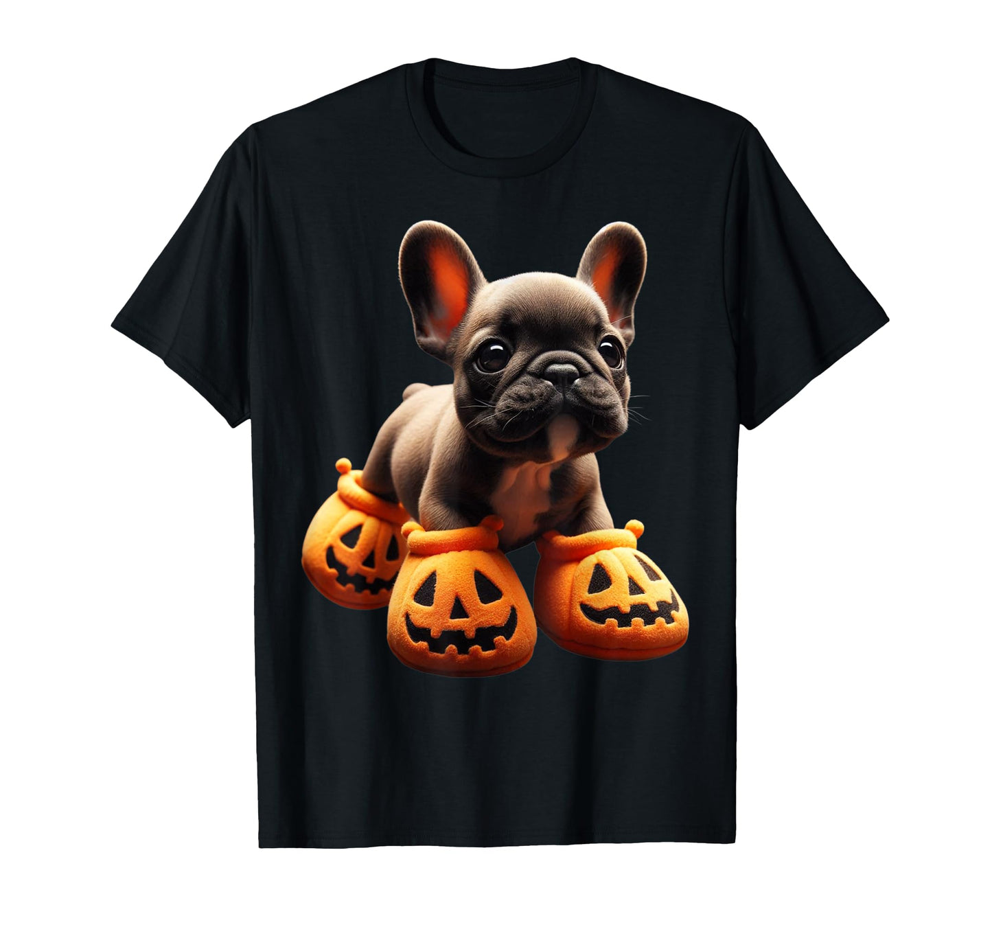 French Bulldog Pumpkin Slippers Men Women Kids Halloween T-Shirt