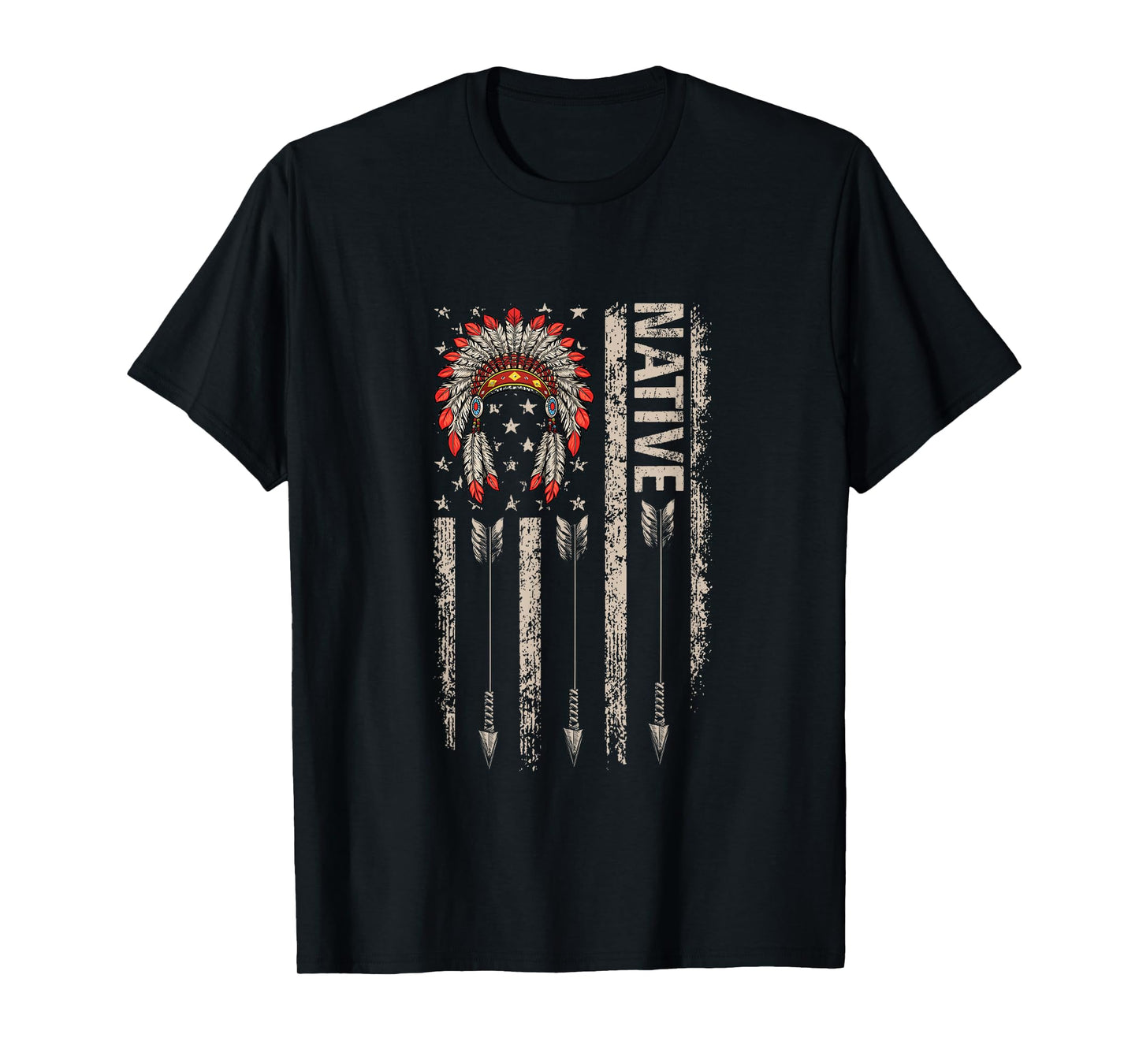 Cool Native American Feather Arrow Flag Headdress Indigenous T-Shirt