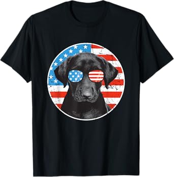 Fourth Of July Dog American Flag July 4th Labrador Retriever T-Shirt