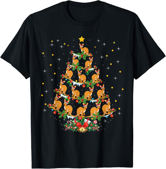 Funny Wallabys Animal Lover Xmas Gift Wallaby Christmas Tree T-Shirt