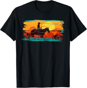 Saddle western cowboy T-shirt Retro Vintage Western Sunset T-Shirt