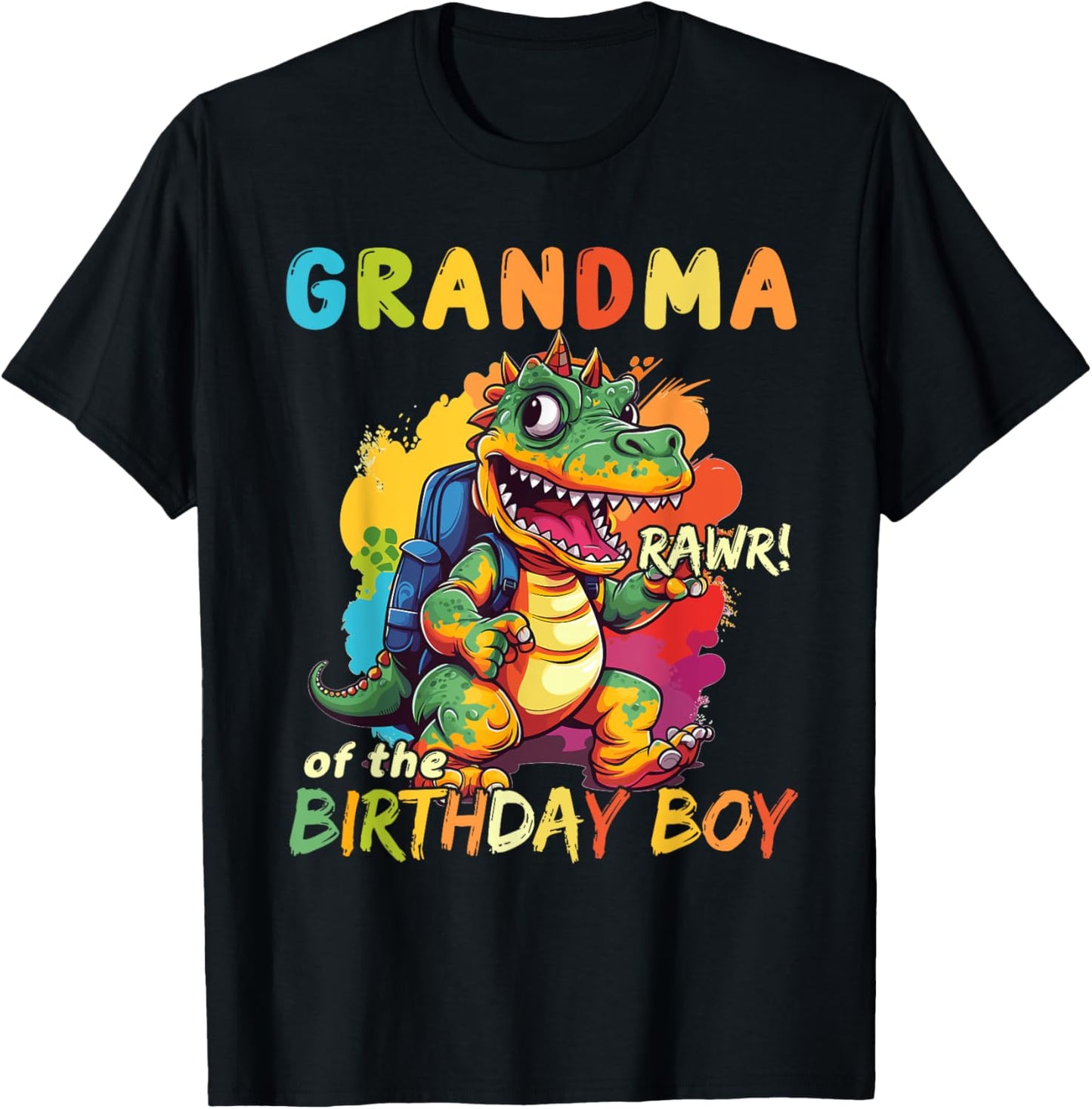 Grandma of the Birthday Boy Dinosaur Celebration Graphic T-Shirt