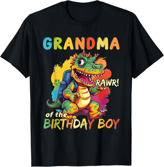 Grandma of the Birthday Boy Dinosaur Celebration Graphic T-Shirt