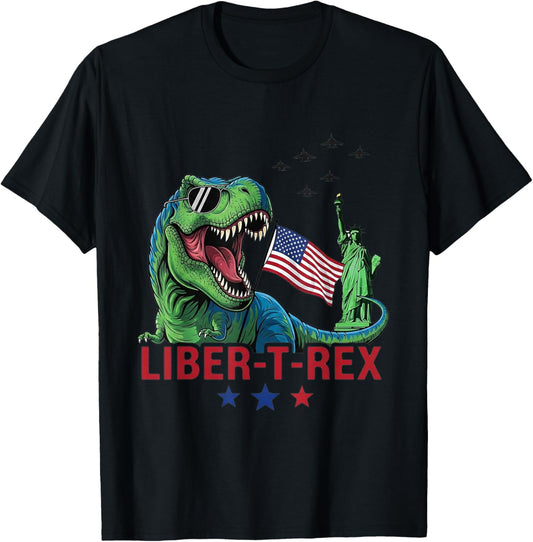 LIBERTREX Dinosaur Patriotic and 4th of July T-Shirt