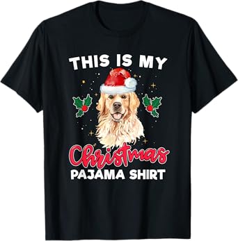 Golden Retriever Christmas Pajama Santa Dog Lover Men Women Kids T-Shirt