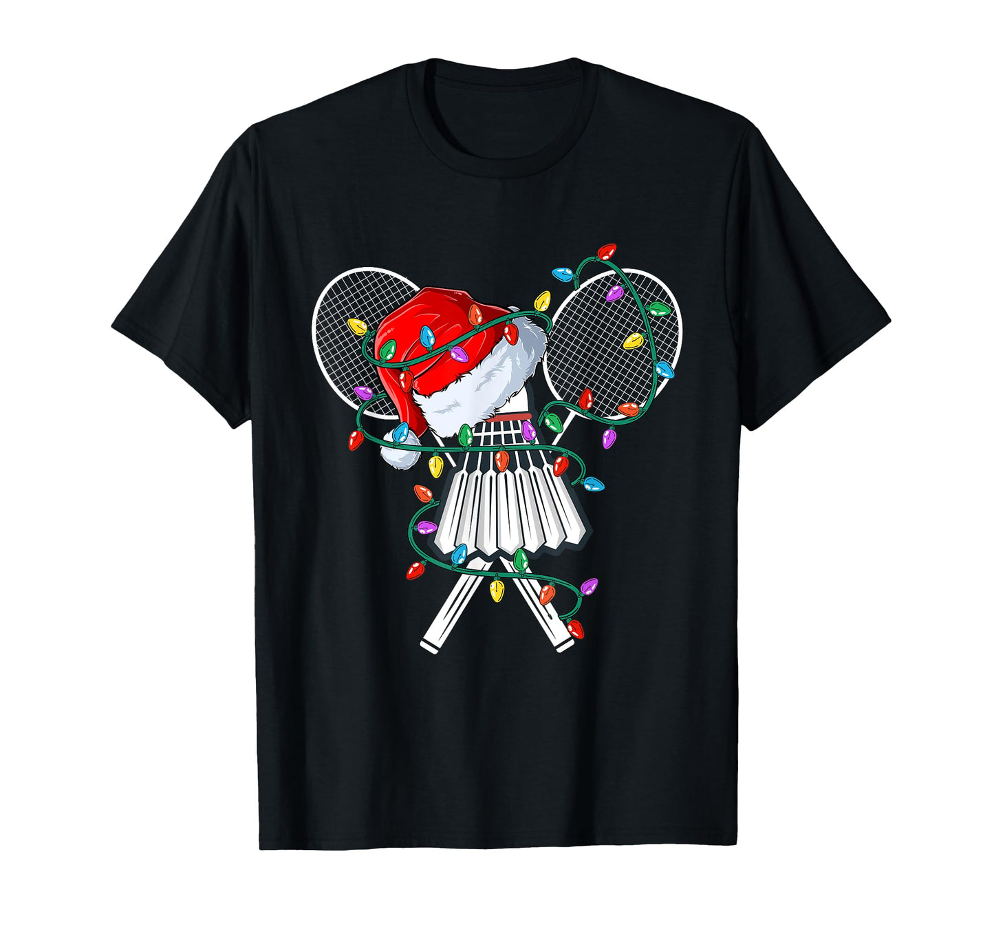 Christmas Badminton Xmas Santa Sports Hat Mens Womens Kids T-Shirt