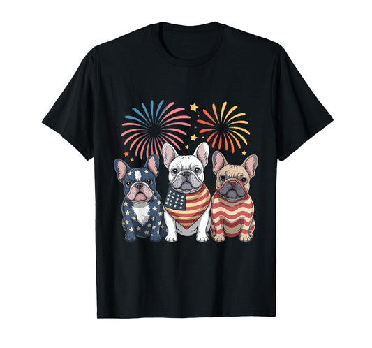 Frenchie Bulldog USA American Flag French Dog 4th of July T-Shirt for Men Women Kids