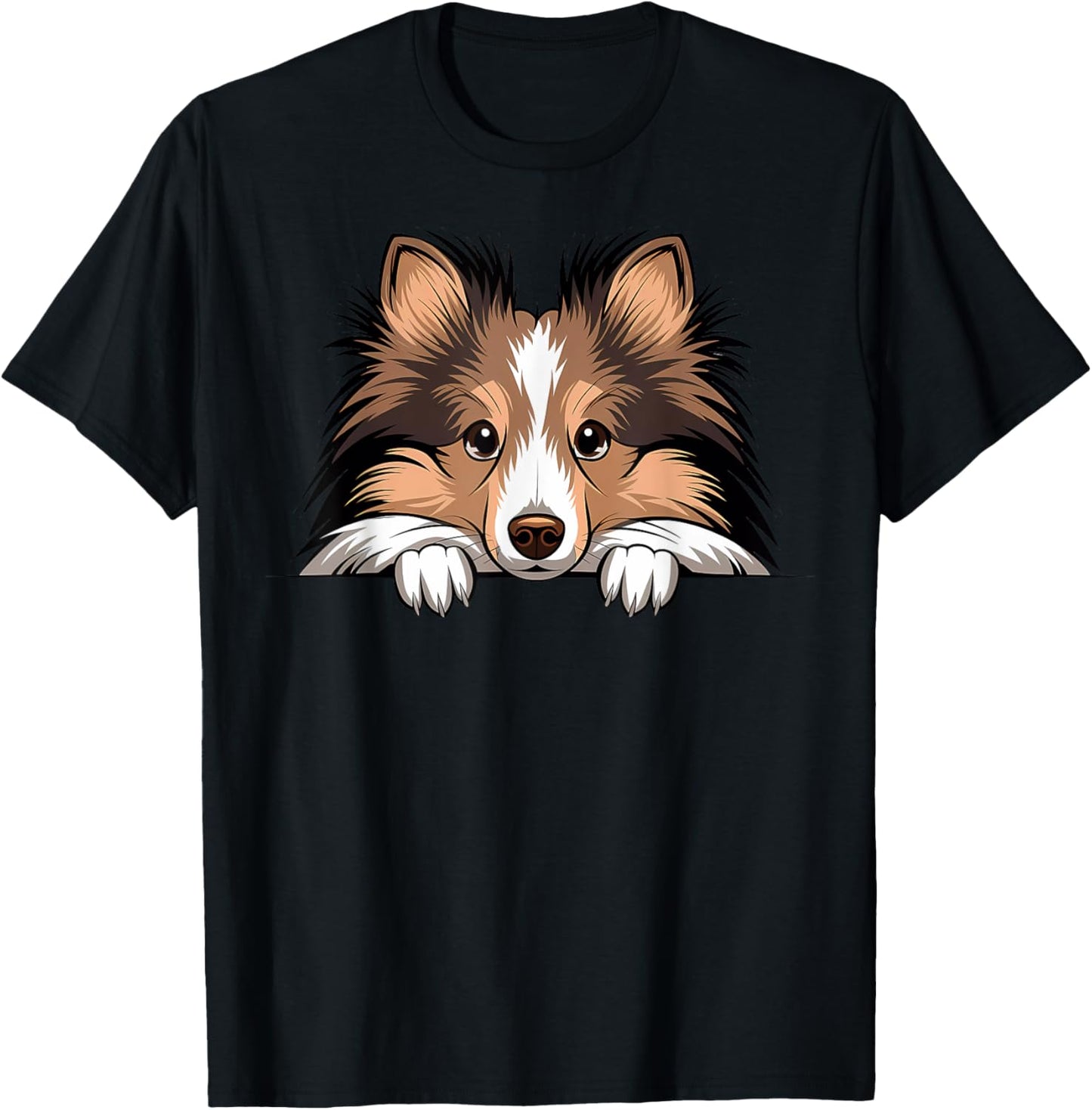 Shetland Sheepdog Cute Peeking Puppy Funny Sheltie Dog Lover T-Shirt