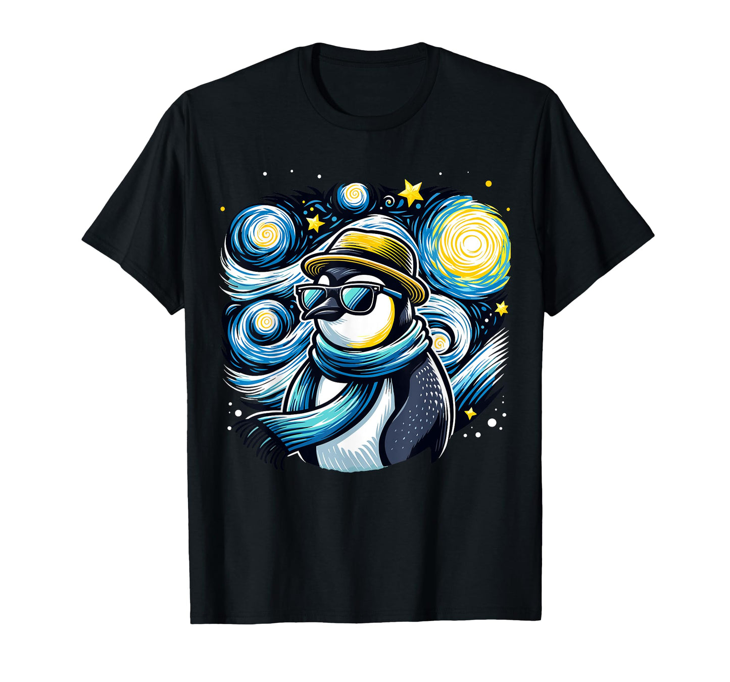 Cool Van Gogh Penguin Lover Starry Night Penguin T-Shirt