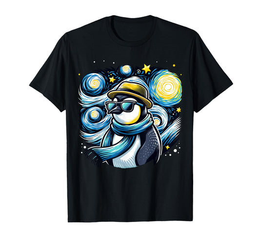 Cool Van Gogh Penguin Lover Starry Night Penguin T-Shirt