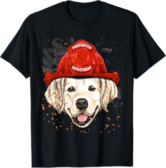 Firefighter Golden Retriever Fire Department Fireman Pet Dog T-Shirt