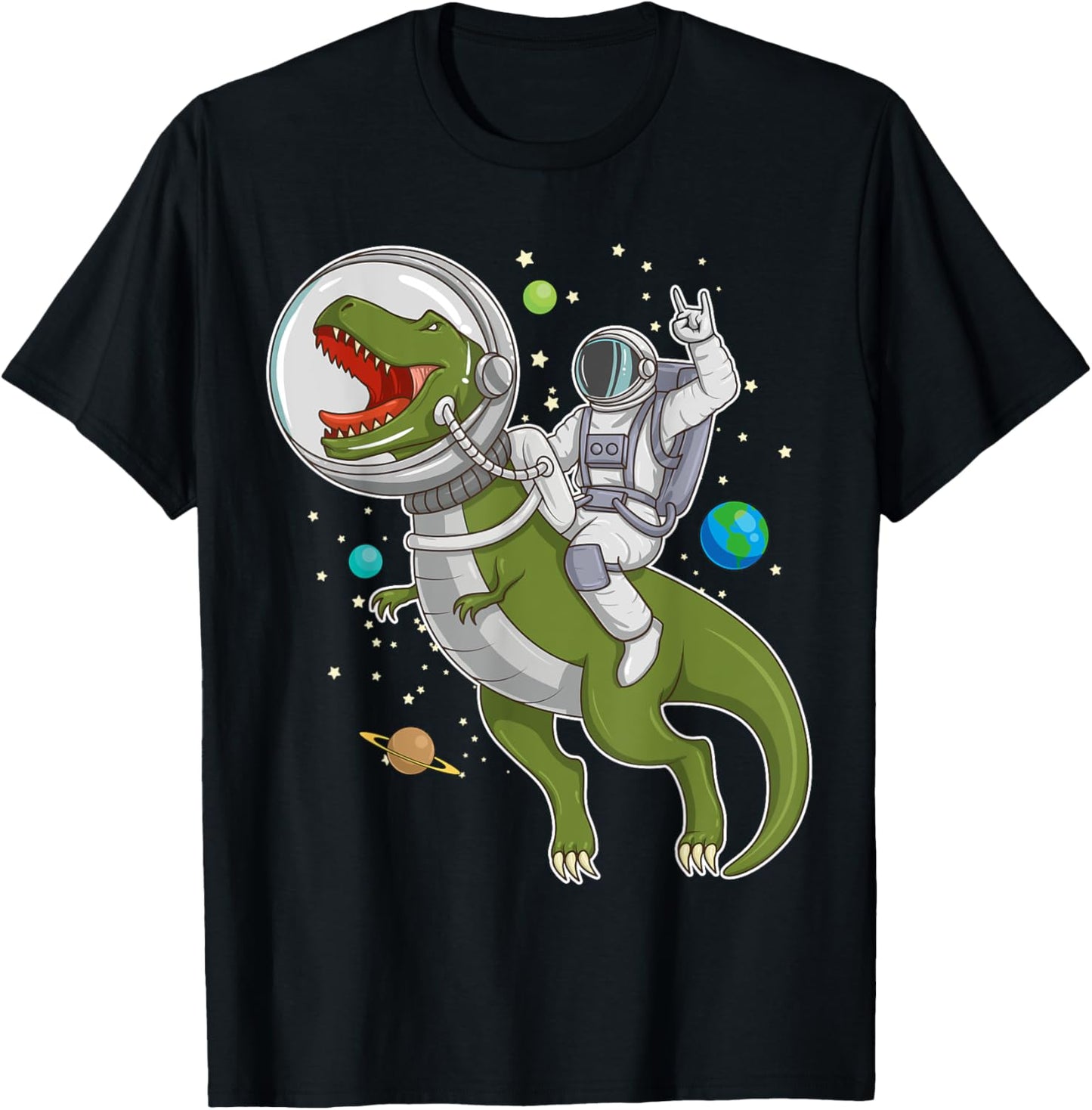 Astronaut Riding T-Rex Dinosaur Astro T-Rex Space Gift T-Shirt