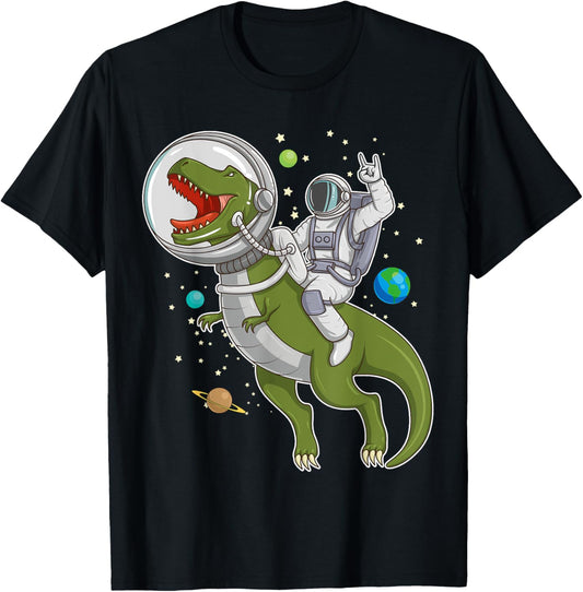 Astronaut Riding T-Rex Dinosaur Astro T-Rex Space Gift T-Shirt