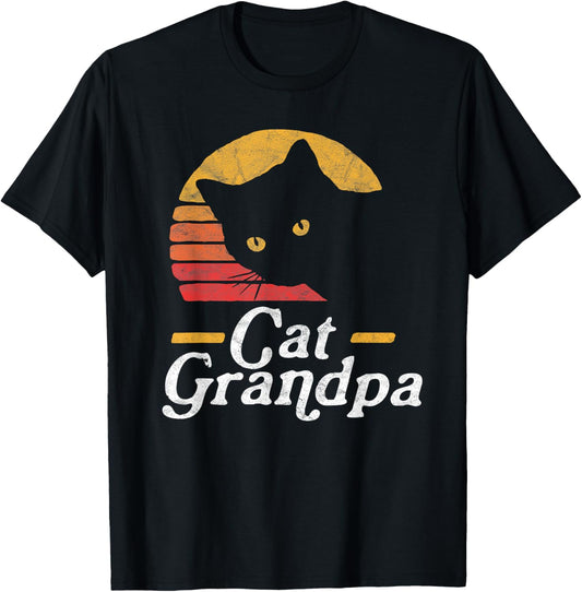 Cat Grandpa Vintage Eighties Style Cat Retro Distressed T-Shirt