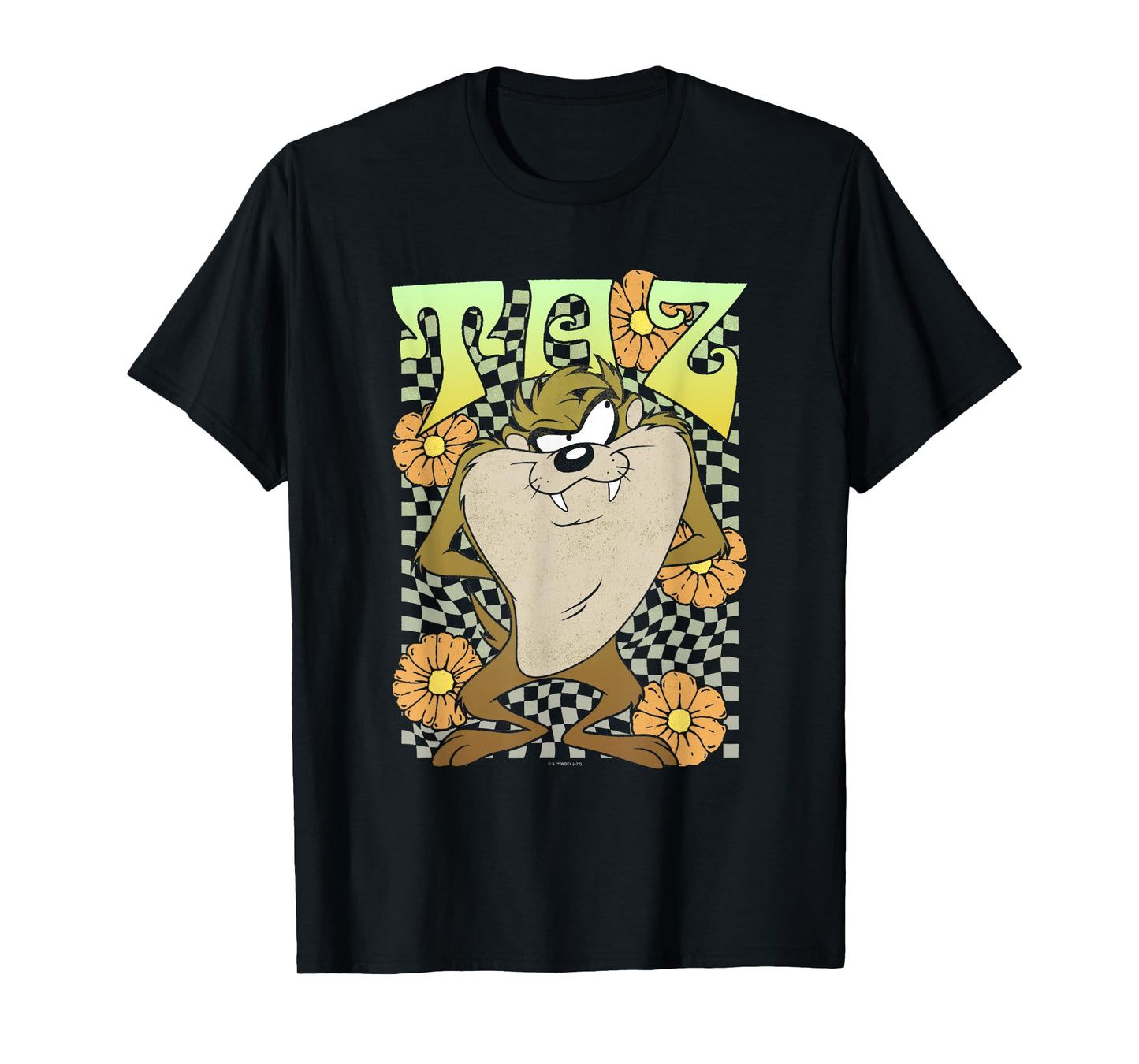 Looney Tunes Taz Groovy Retro Floral Portrait T-Shirt