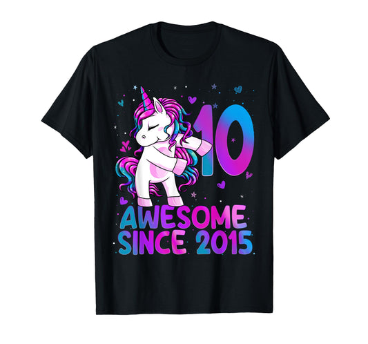 Flossing Unicorn 10 Year Old 10th Birthday Girl Unicorn T-Shirt
