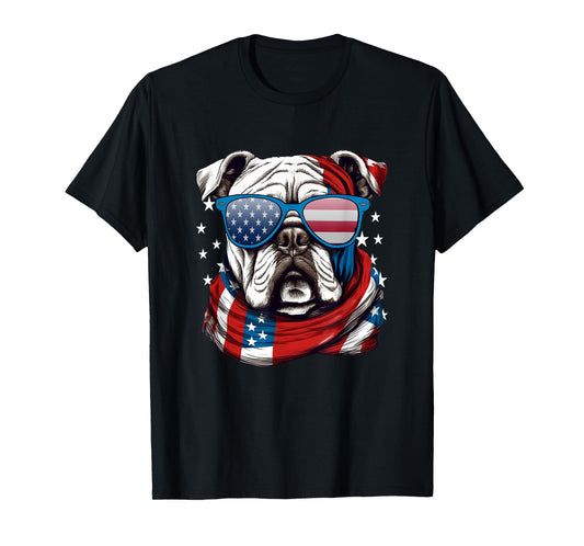 American Bulldog, USA Flag Independence 4th of July Day T-Shirt