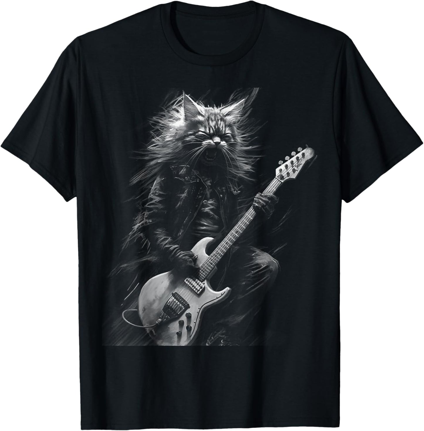 Heavy Metal Cat | Rock Star Band | Guitarist Guitar T-Shirt