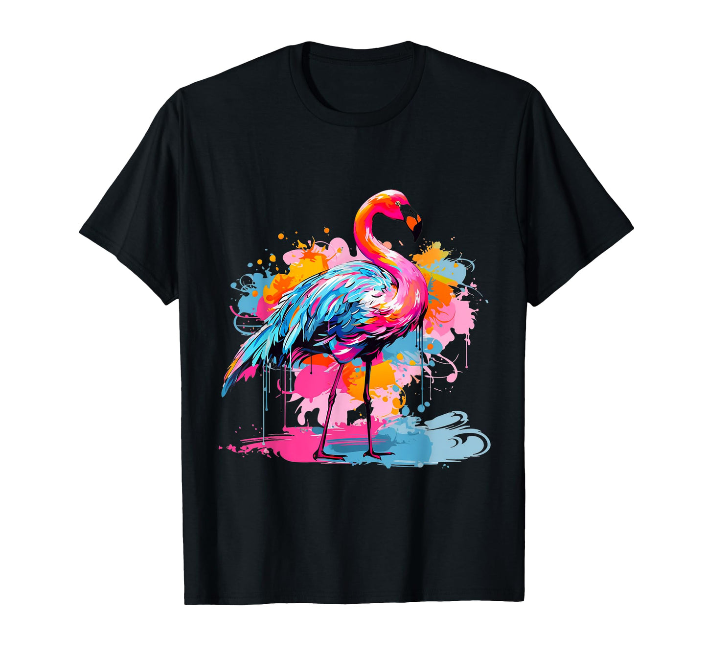Cool Colorful Flamingo Portrait Graphic T-Shirt