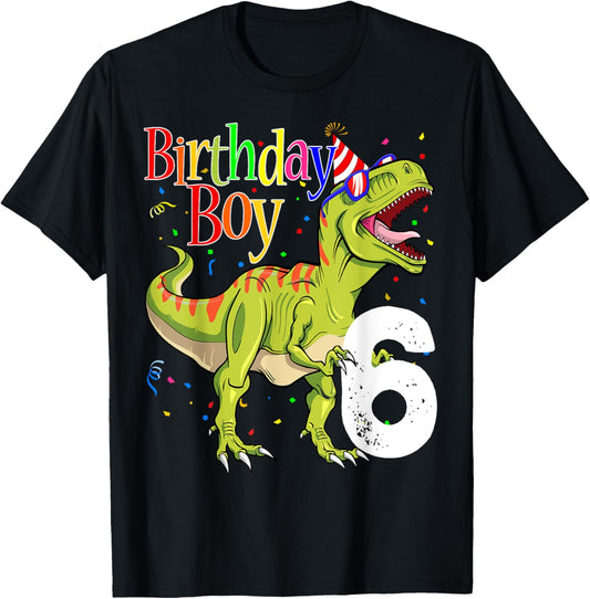 Kids 6th Birthday Boy Dinosaur Shirts Rawr I'm 6 Dinosaur T-Shirt