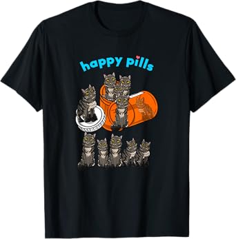 Happy Pills Maine Coon Funny Kitten Feline Cat Lover Gift Men Women Girls Kids T-Shirt