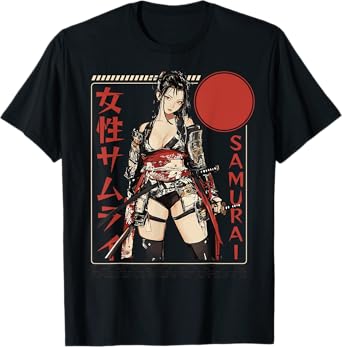 Samurai Warrior Waifu Girl Japanese Ukiyo-e Manga Samurai T-Shirt