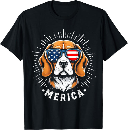 Patriotic Golden Retriever Dog Merica US Flag 4Th Of July T-Shirt