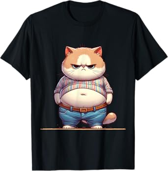 Funny Fat Cat Graphic Fat Kitten Design Chubby Cat Lover T-Shirt for Men Women Girls Kids