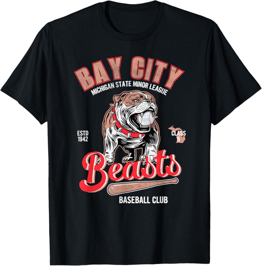 Vintage Bay City Beasts Retro Minor League Baseball T-Shirt