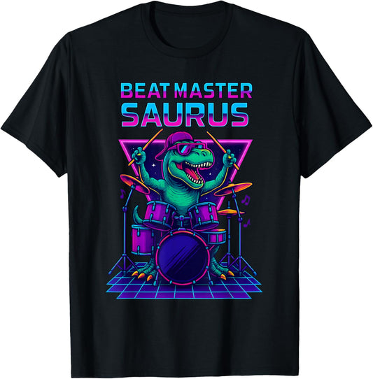 Retro Dinosaur Drummer T-Shirt